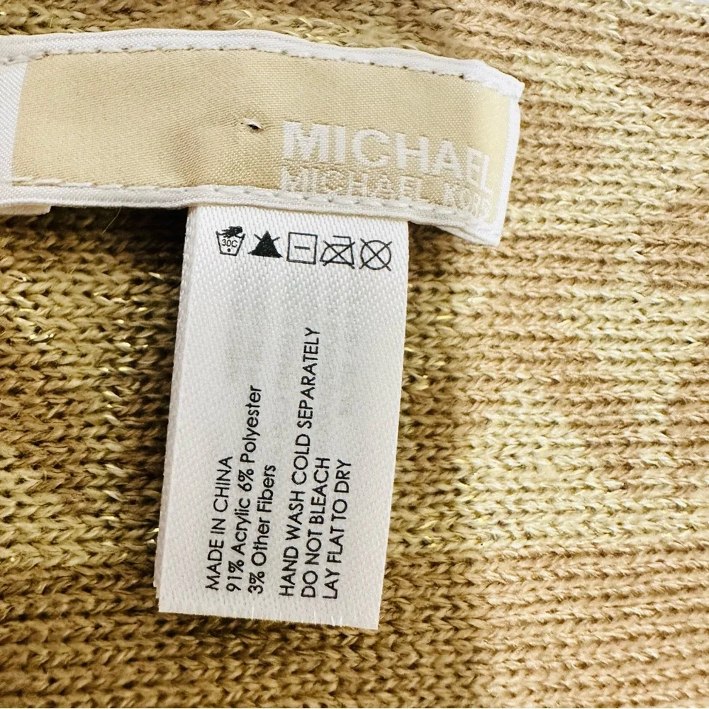 Michael Kors MK Signature Logo Gold Glitter Scarf Designer 11x64‎